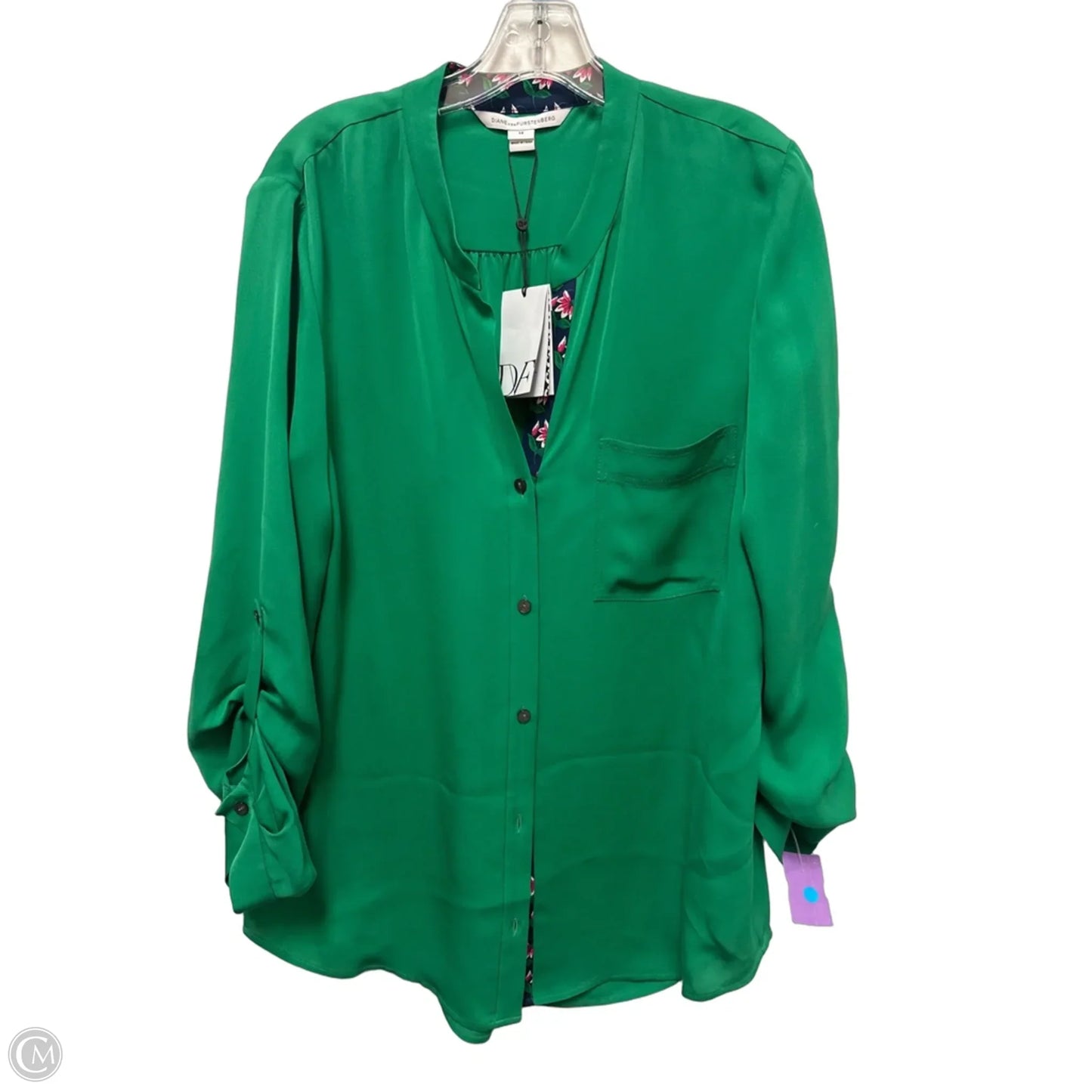 Blouse Designer By Diane Von Furstenberg In Green, Size: L