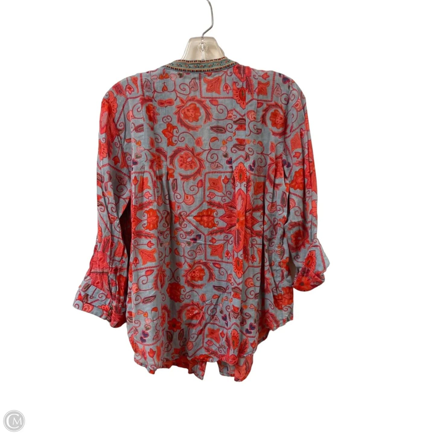 Blouse Long Sleeve By Soft Surroundings In Blue & Red, Size: M