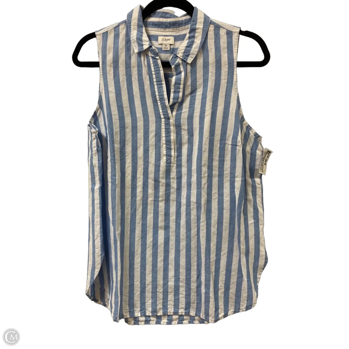 Top Sleeveless By J. Crew In Blue & White, Size: M