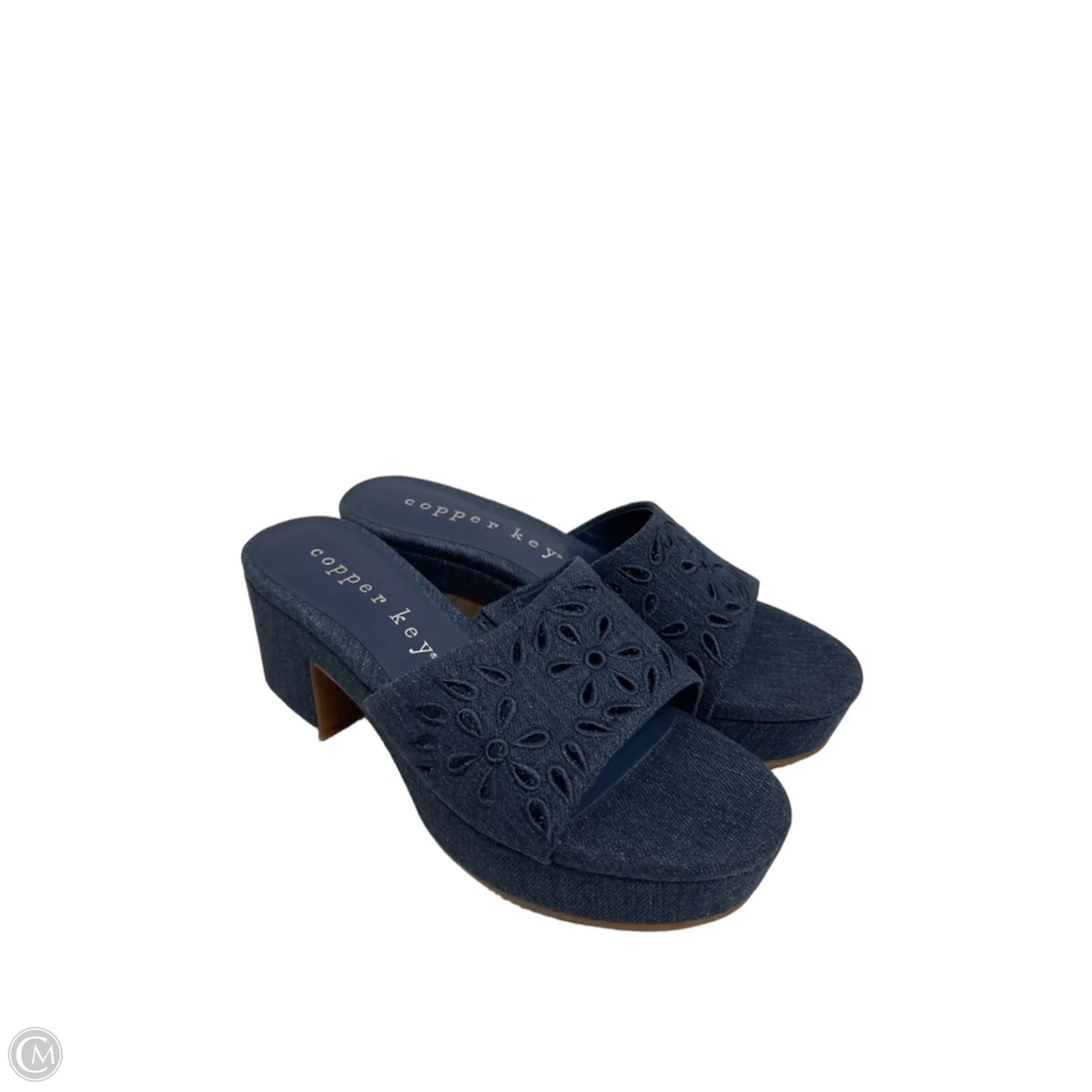 Sandals Heels Block By Copper Key In Blue, Size: 6.5