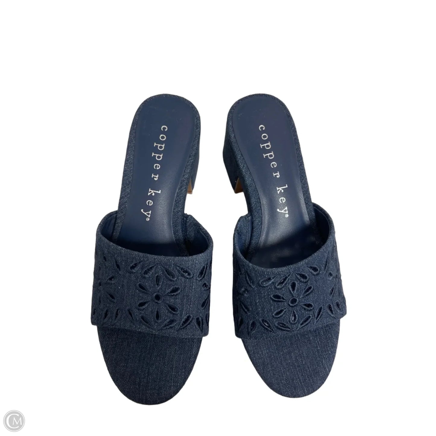 Sandals Heels Block By Copper Key In Blue, Size: 6.5