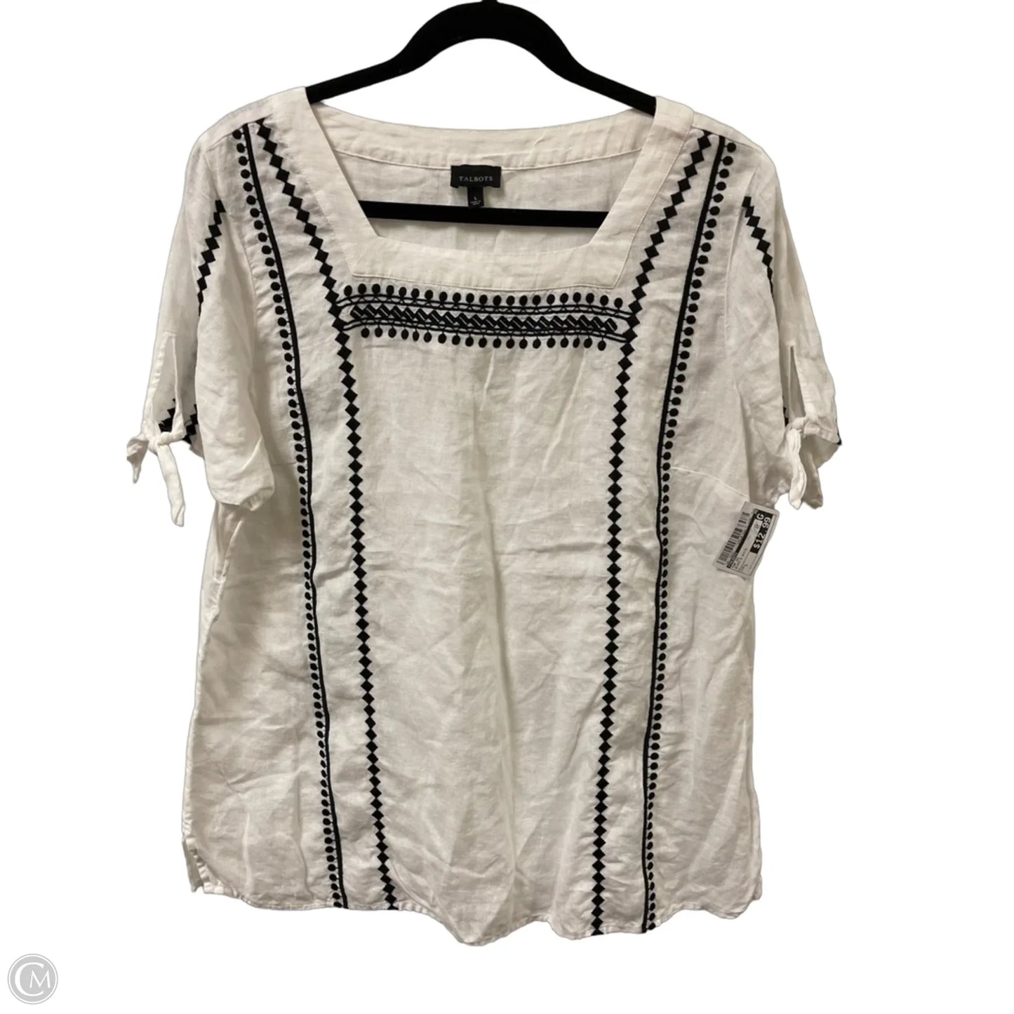 Top Short Sleeve By Talbots In Black & White, Size: L