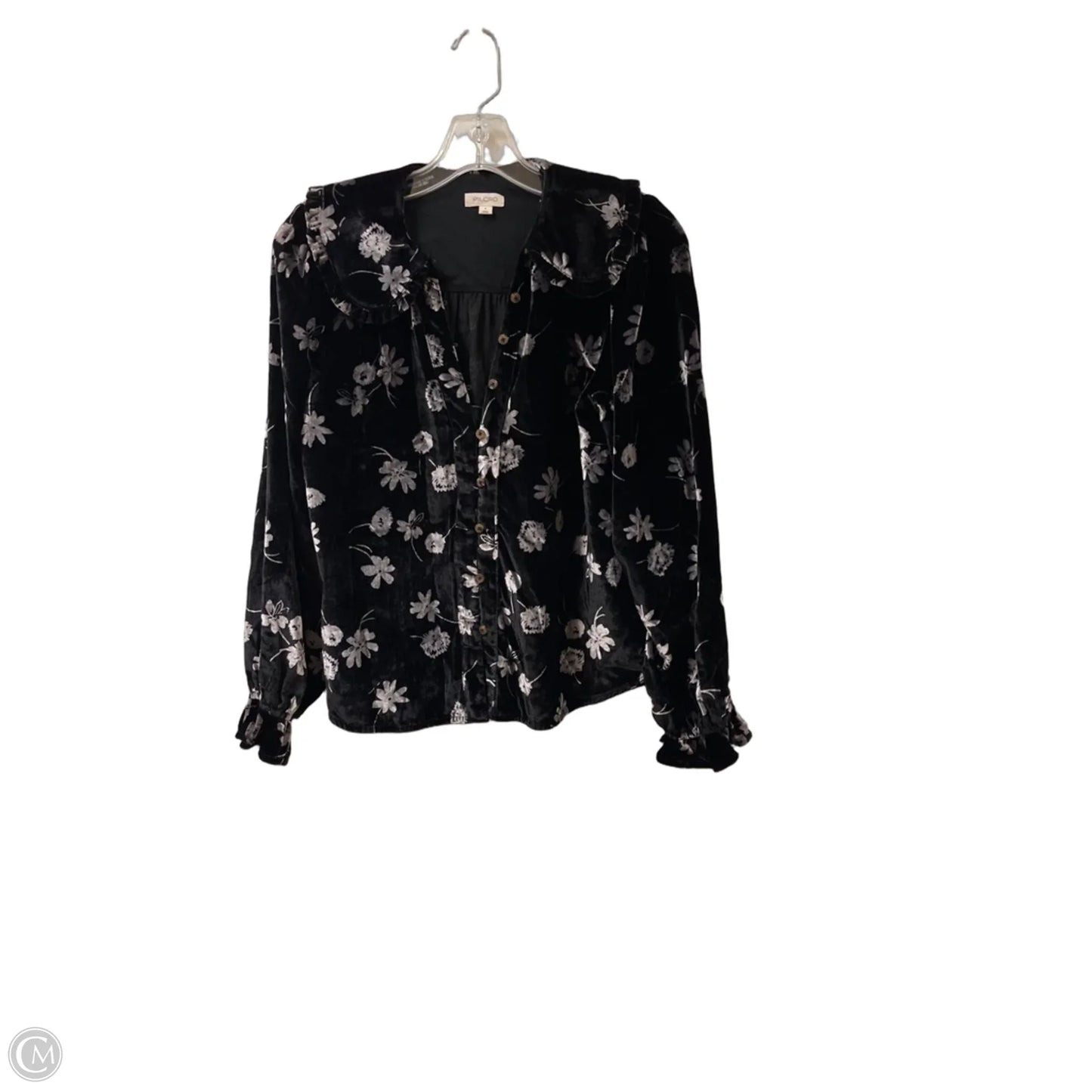 Blouse Long Sleeve By Pilcro In Black & Grey, Size: S
