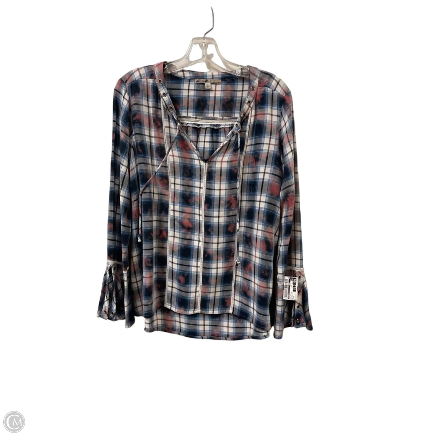Top Long Sleeve By Seven 7 In Blue & Pink, Size: S