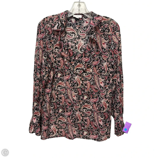 Top Long Sleeve By J. Jill In Black & Pink, Size: S