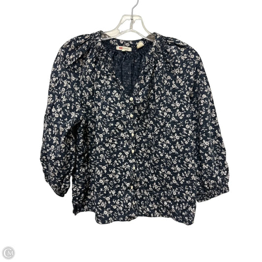 Top Long Sleeve By Levis In Blue & White, Size: S