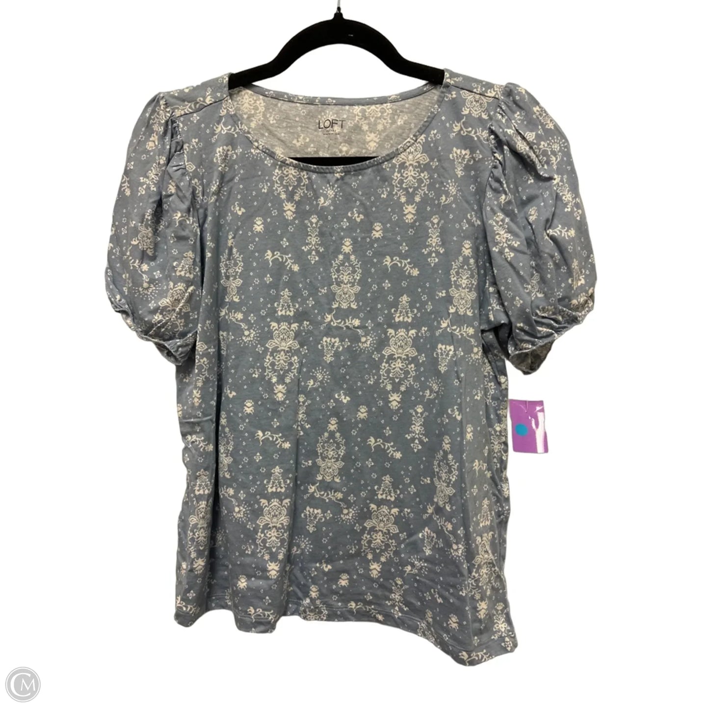 Top Short Sleeve By Loft In Blue & White, Size: L