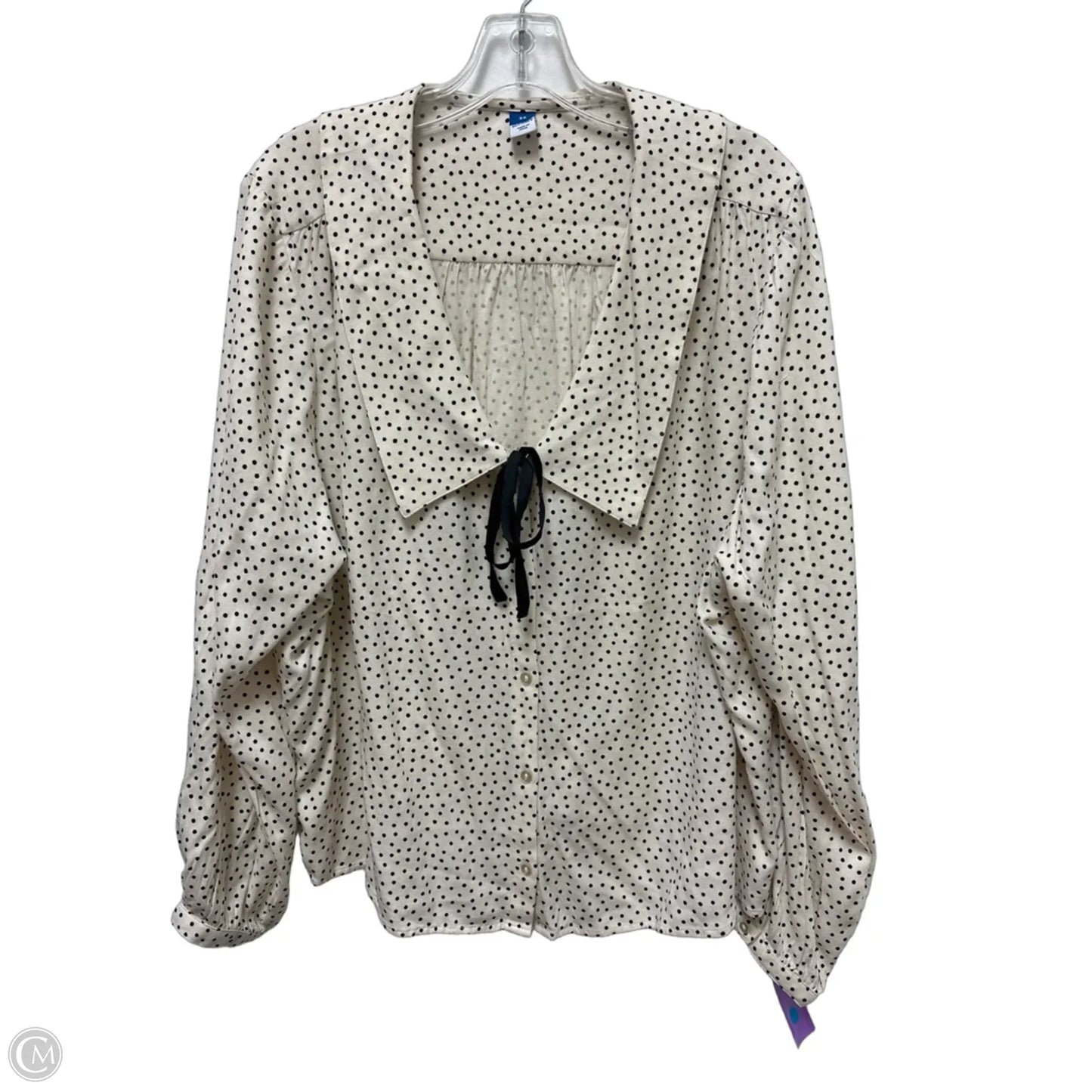Blouse Long Sleeve By Old Navy In Polkadot Pattern, Size: 2x