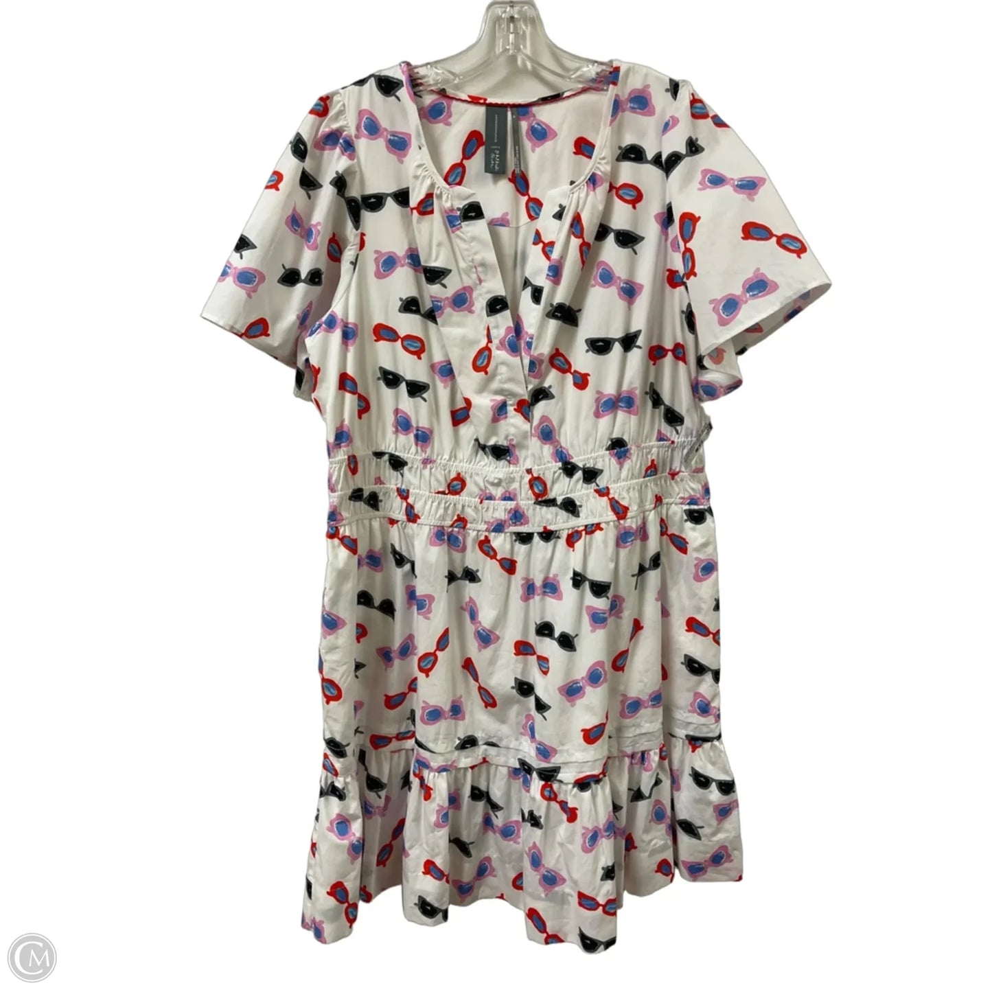 Dress Casual Short By Anthropologie In Pink & White, Size: Xl