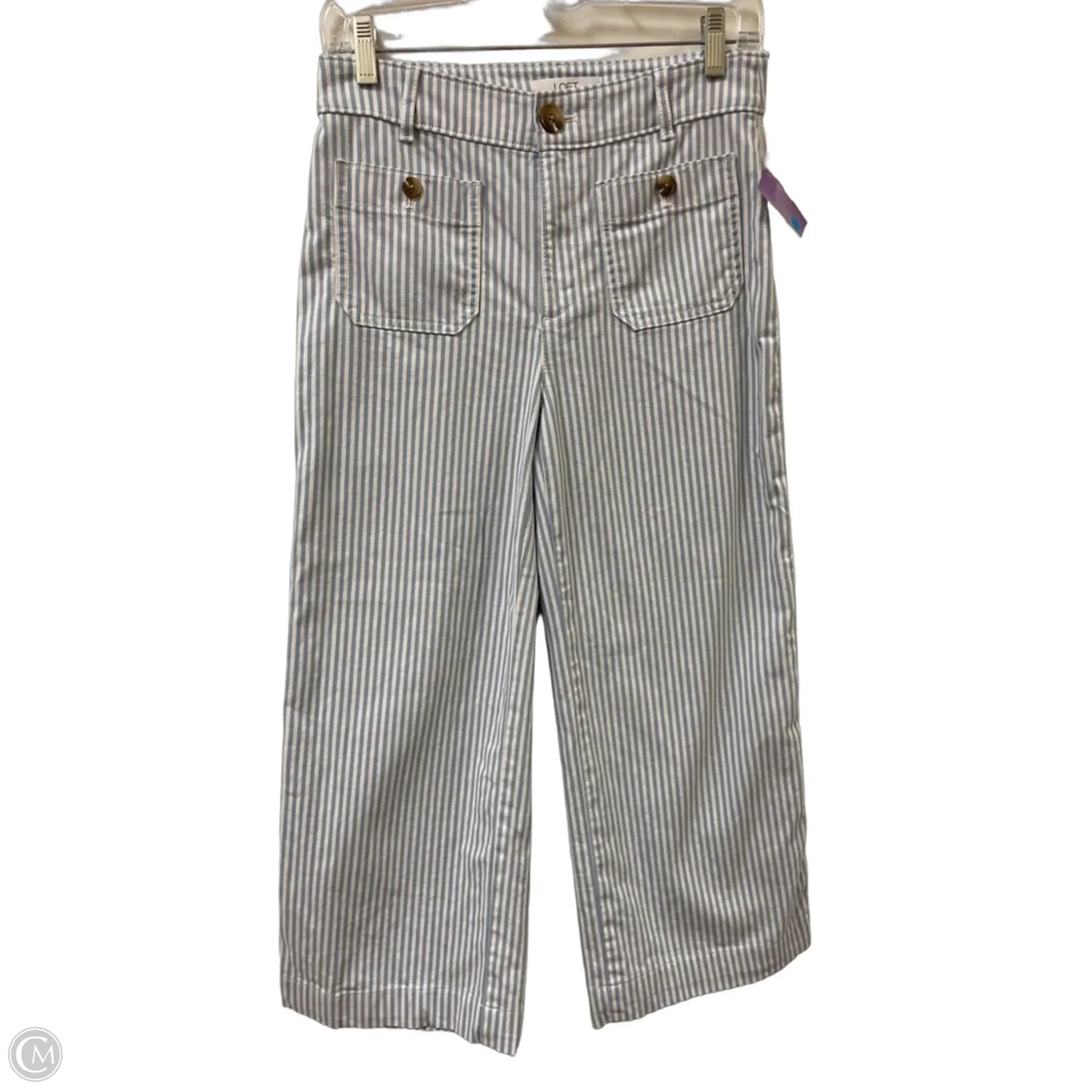 Pants Wide Leg By Loft In Blue & White, Size: 0p