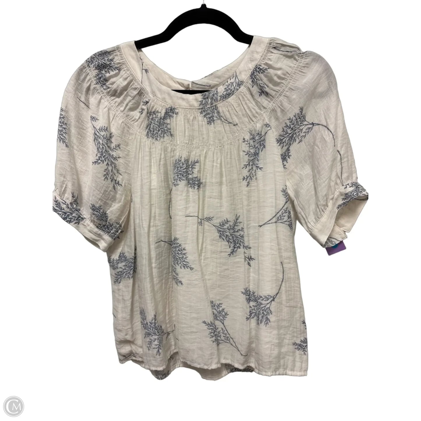 Top Short Sleeve By Loft In Blue & White, Size: Xs