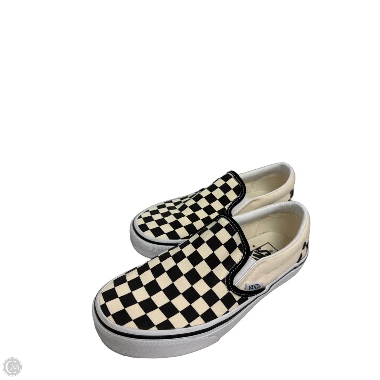 Shoes Flats By Vans In Black & White, Size: 6.5