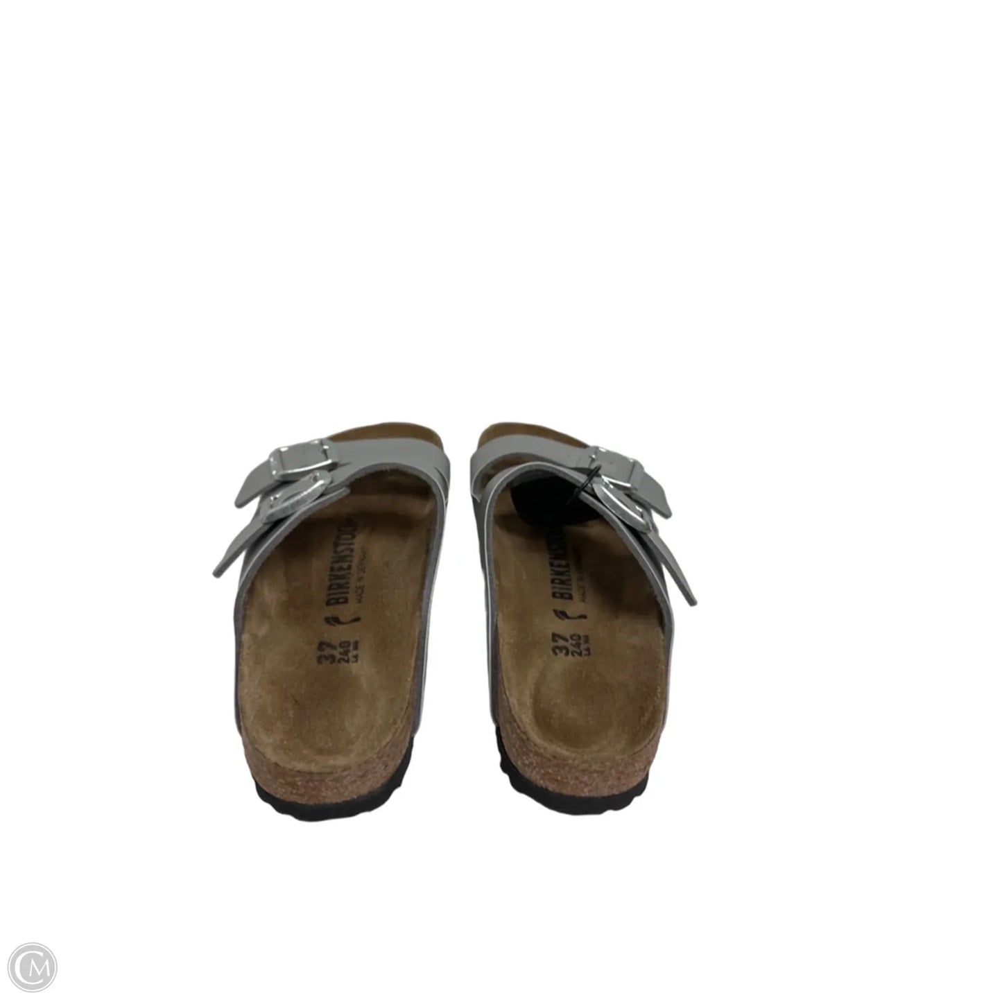 Sandals Flats By Birkenstock In Silver, Size: 6.5