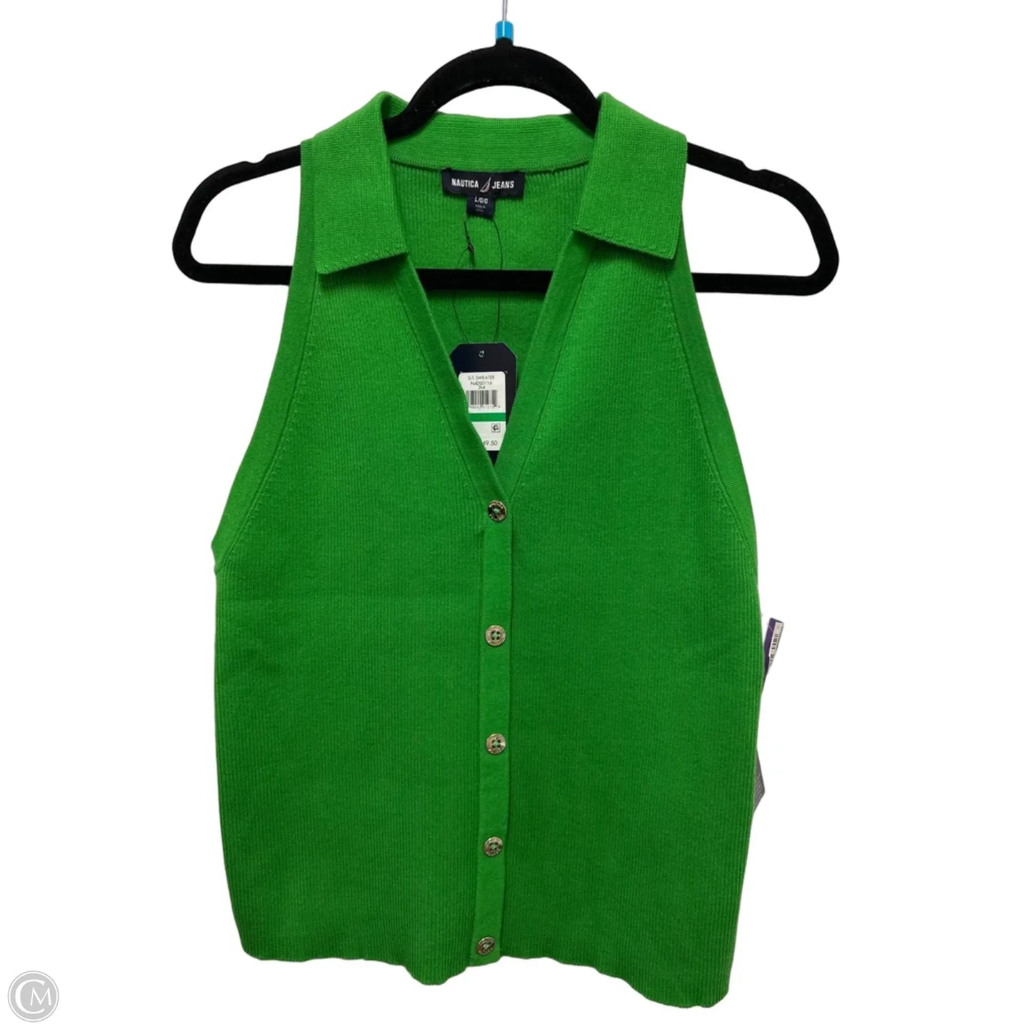 Top Sleeveless By Nautica In Green, Size: L