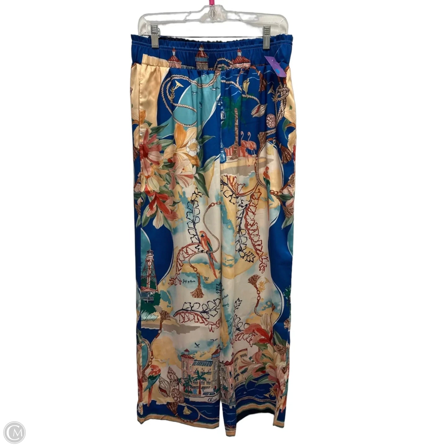 Pants Wide Leg By Chicos In Blue & White, Size: 8