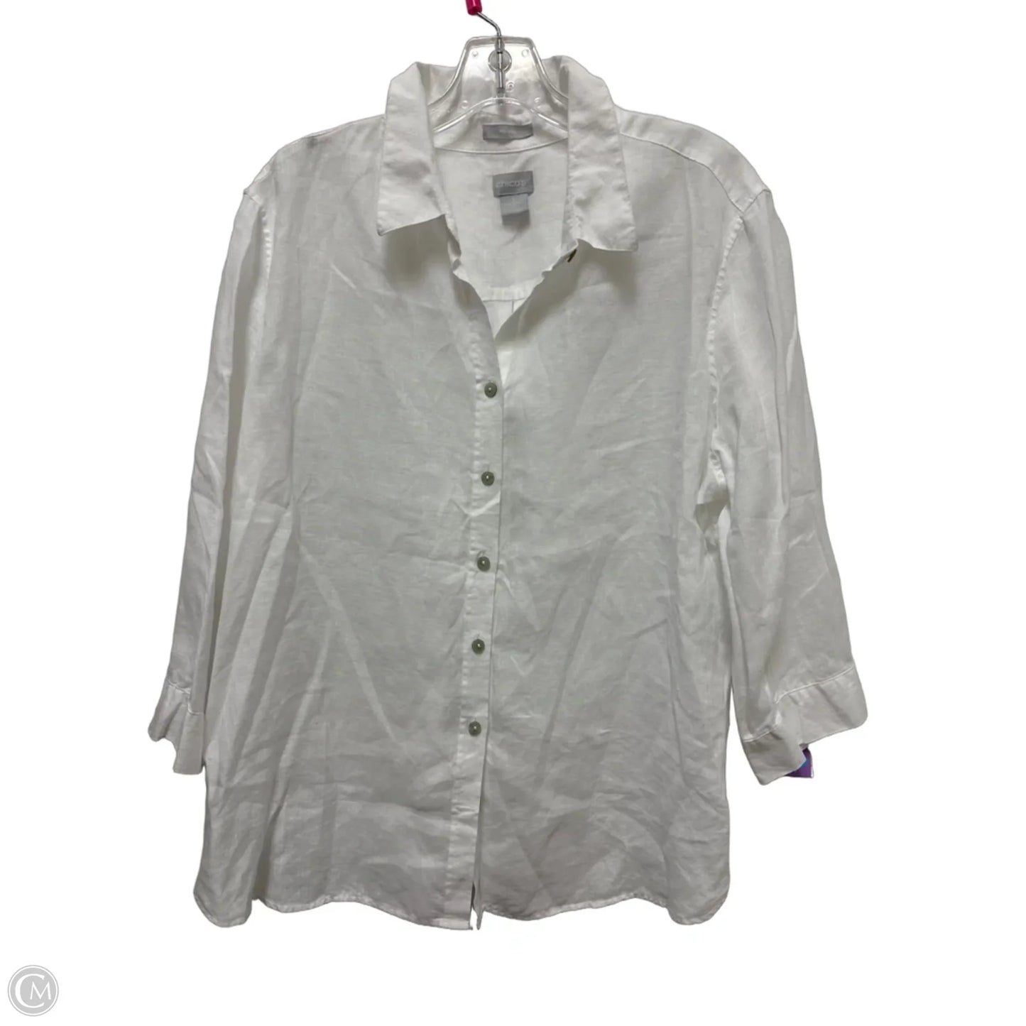Blouse Long Sleeve By Chicos In White, Size: Xl