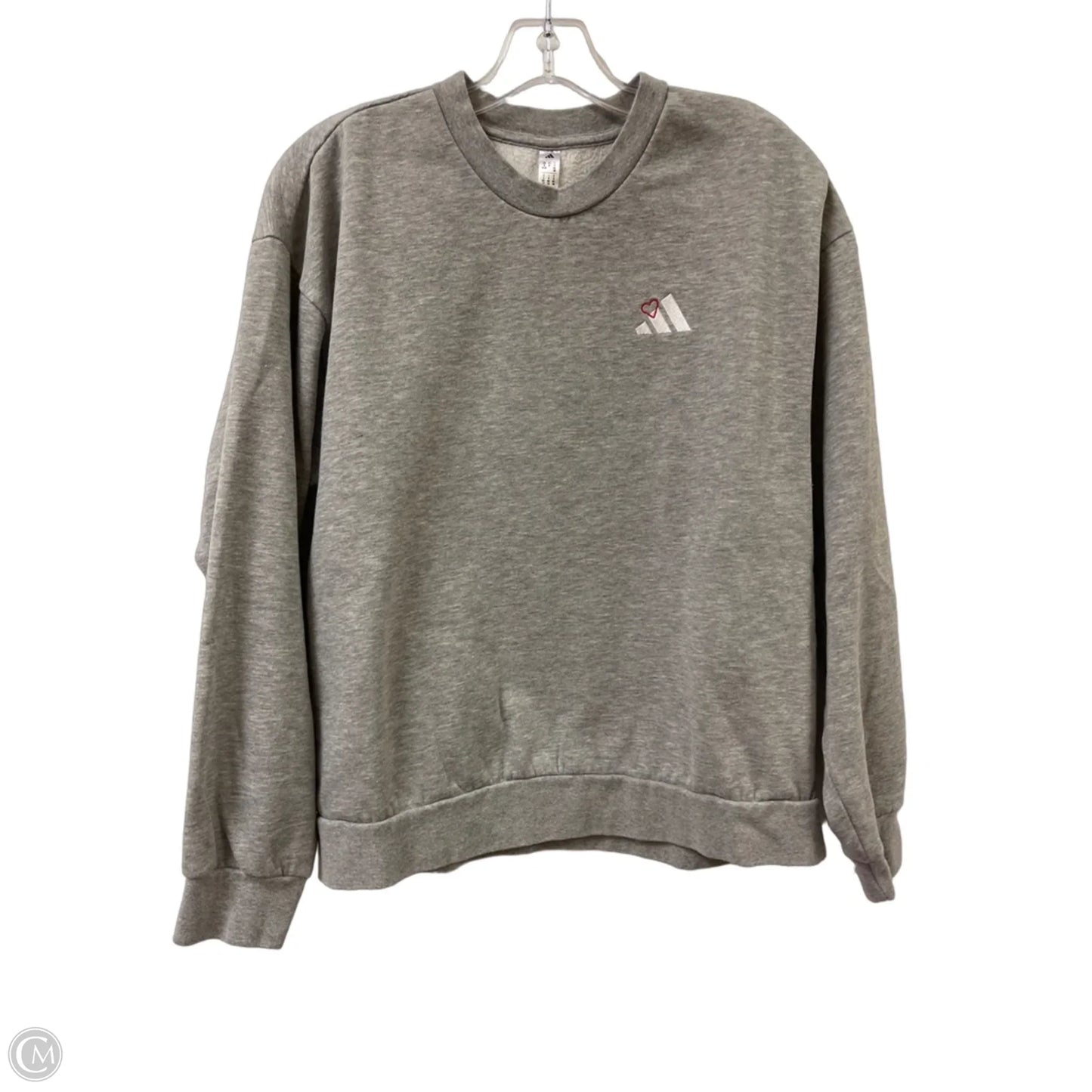 Athletic Sweatshirt Crewneck By Adidas In Grey, Size: S