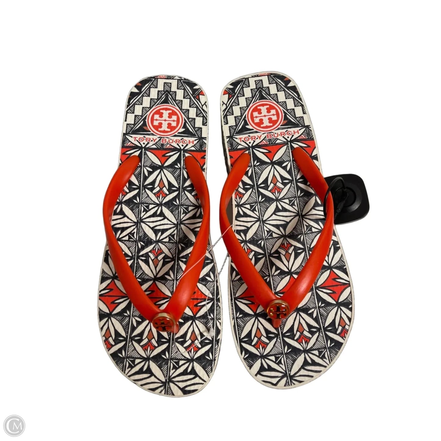 Sandals Designer By Tory Burch In Black & Red, Size: 6