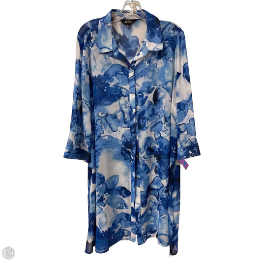 Tunic Long Sleeve By Investments In Blue & White, Size: L