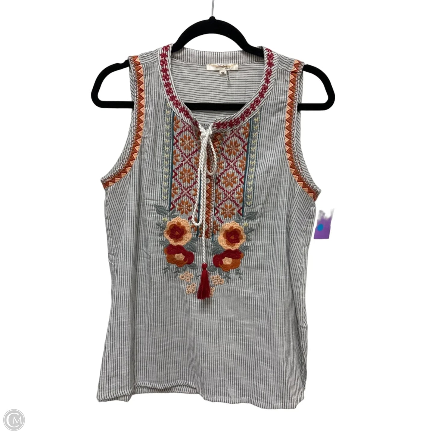 Top Sleeveless By Andree By Unit In Striped Pattern, Size: M