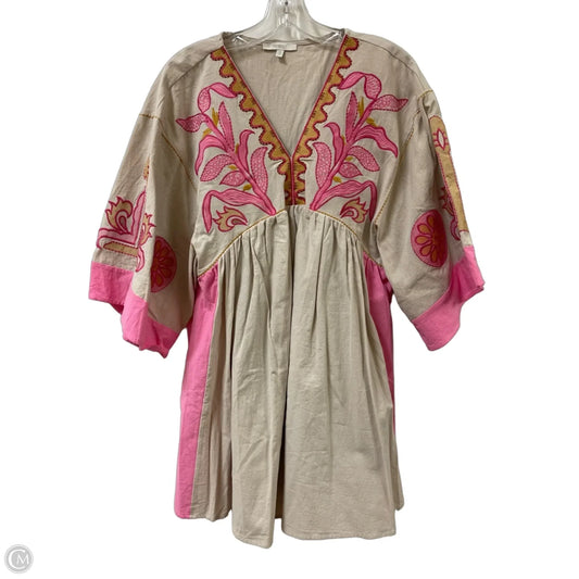 Dress Casual Short By Veveret In Cream & Pink, Size: S
