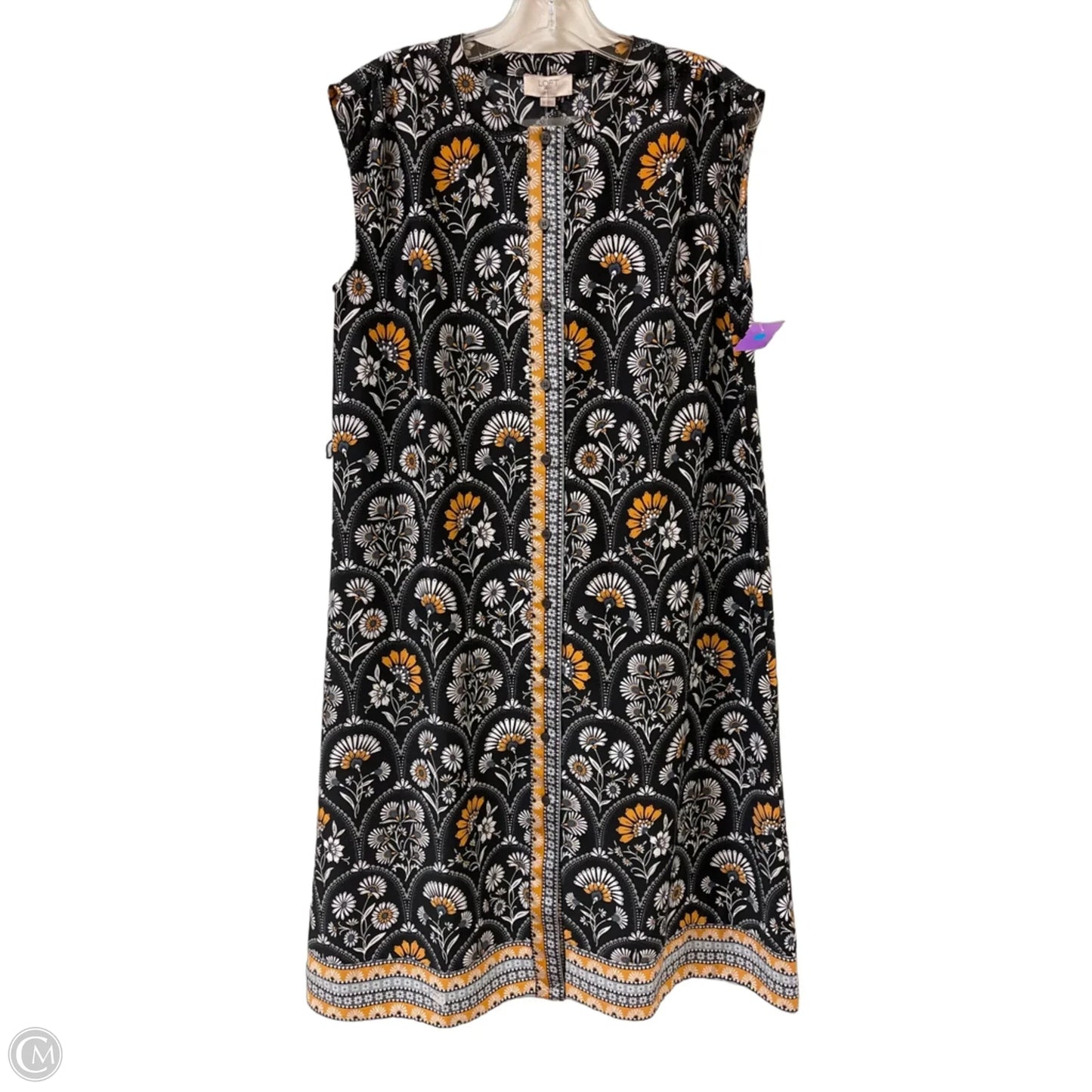 Dress Casual Midi By Loft In Black & Yellow, Size: Sp