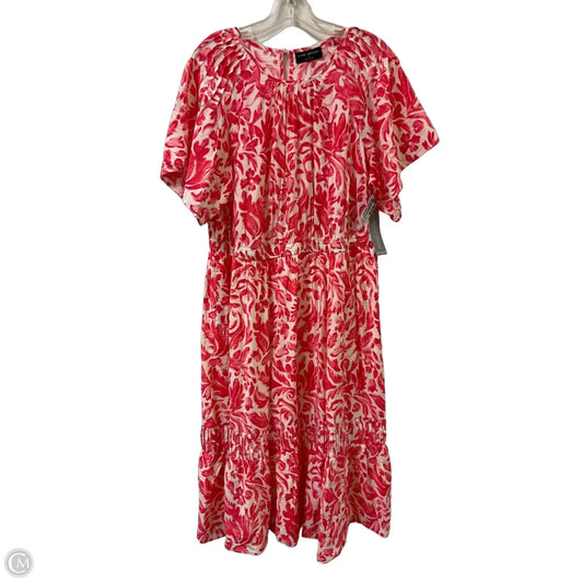 Dress Casual Midi By Lane Bryant In Pink & White, Size: L