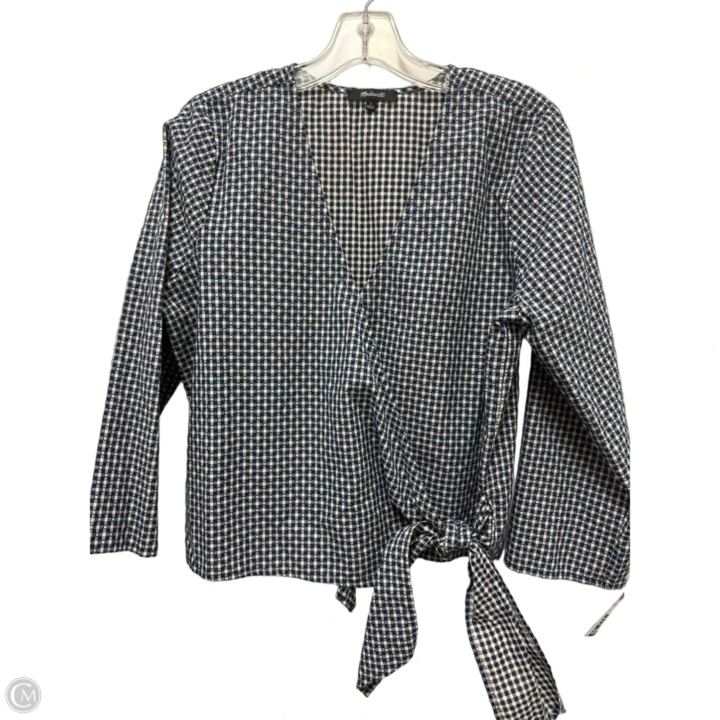 Top Long Sleeve By Madewell In Blue & Cream, Size: L