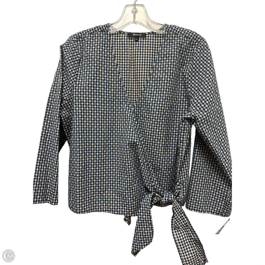 Top Long Sleeve By Madewell In Blue & Cream, Size: L