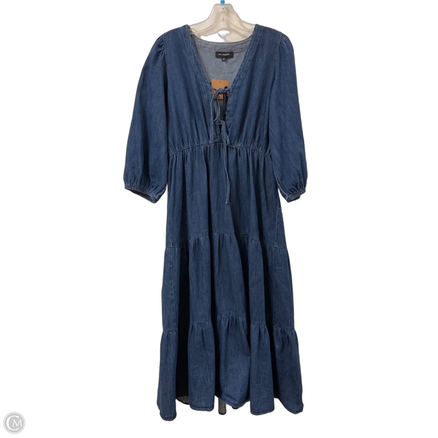 Dress Casual Maxi By Blu Pepper In Blue Denim, Size: L