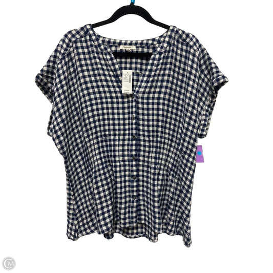 Blouse Short Sleeve By Maurices In Blue & White, Size: Xl