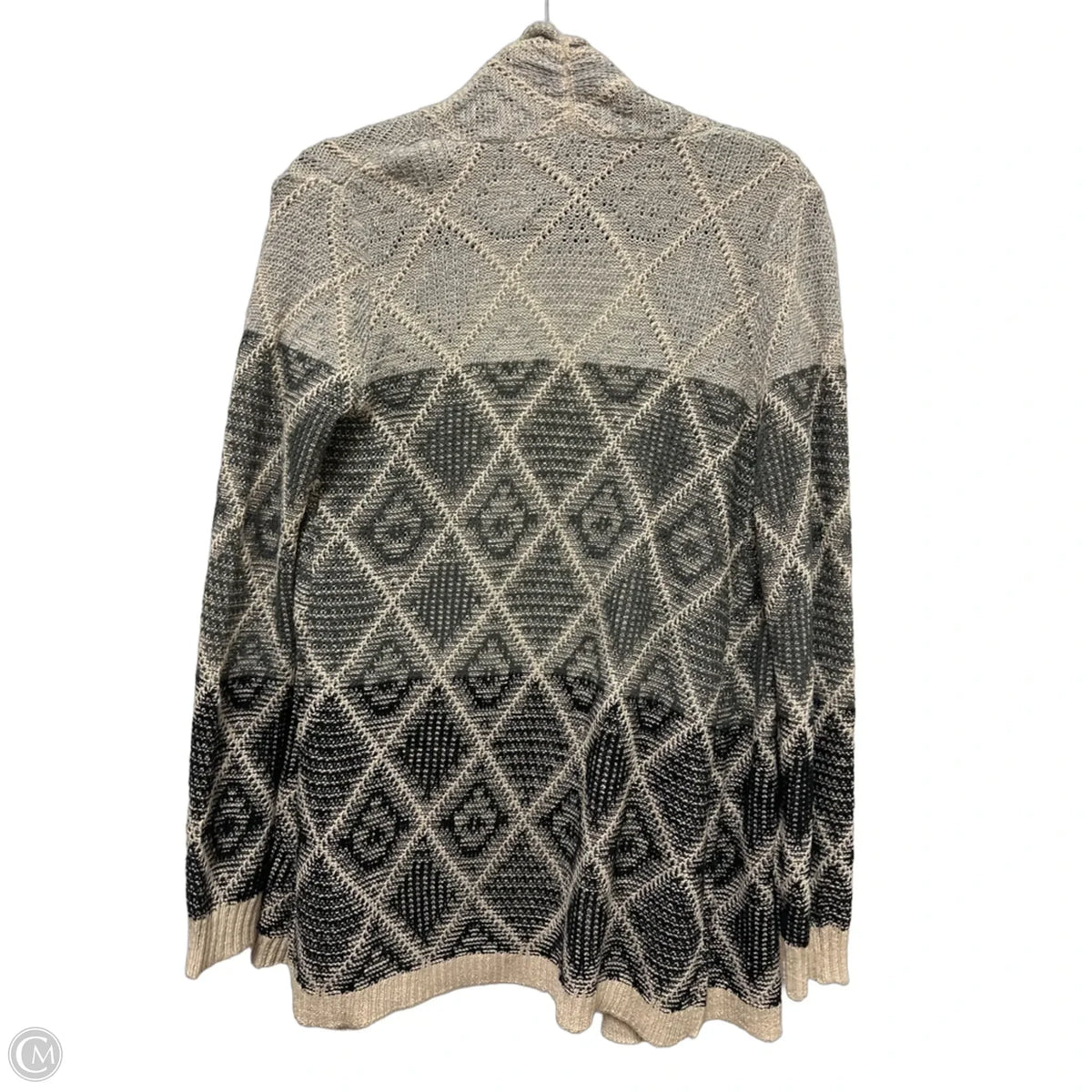Sweater Cardigan By Natural Reflections In Cream & Grey, Size: M