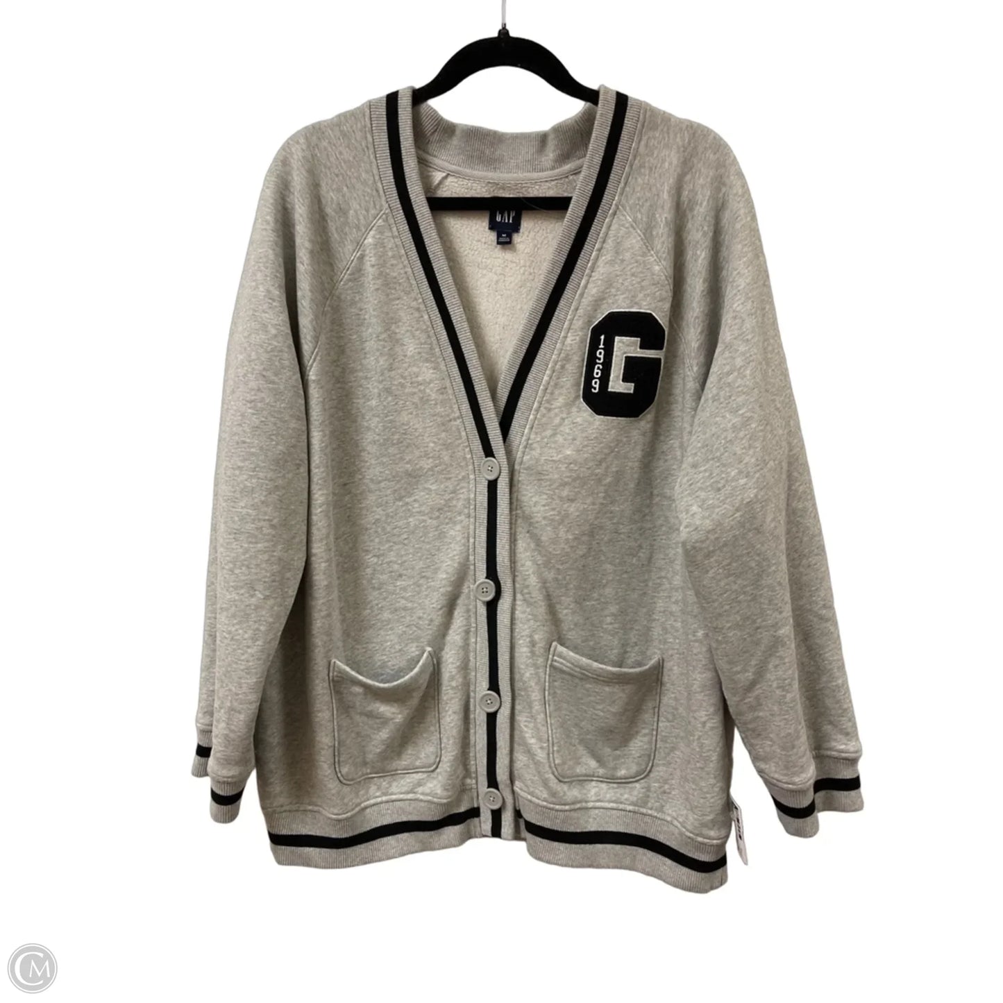 Sweater Cardigan By Gap In Grey, Size: M
