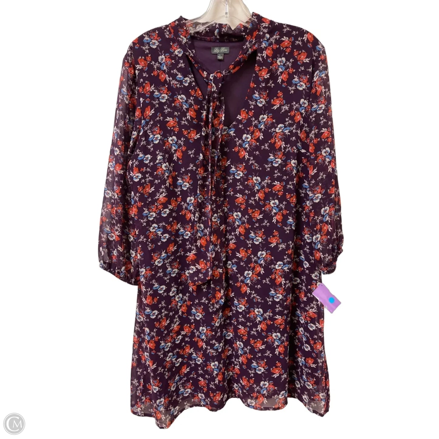 Dress Casual Short By Lily Rose In Purple & Red, Size: L
