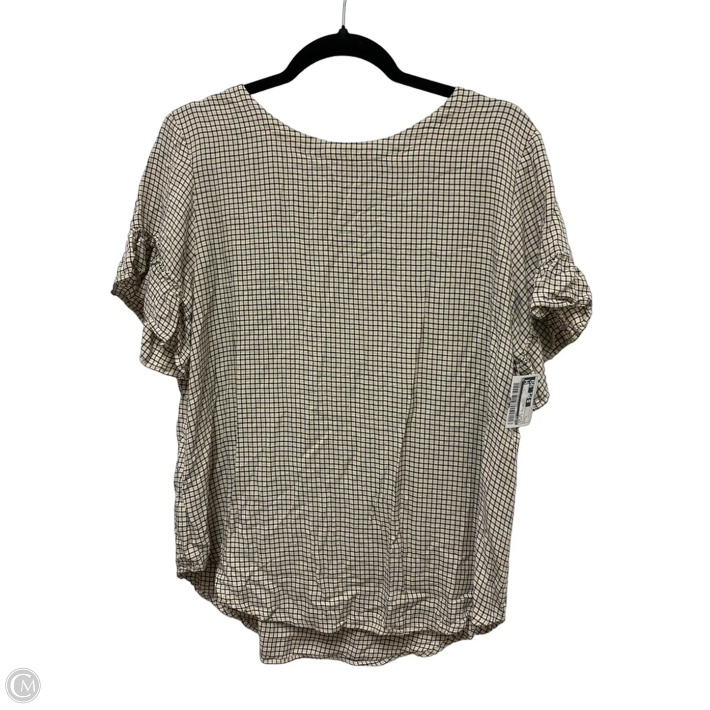 Top Short Sleeve By Loft In Black & Yellow, Size: L