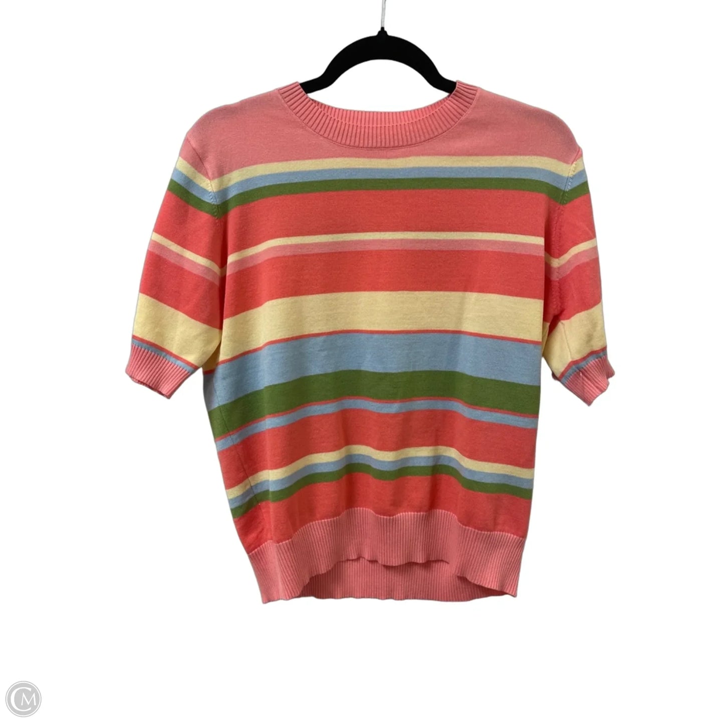 Sweater Short Sleeve By Clothes Mentor In Striped Pattern, Size: L