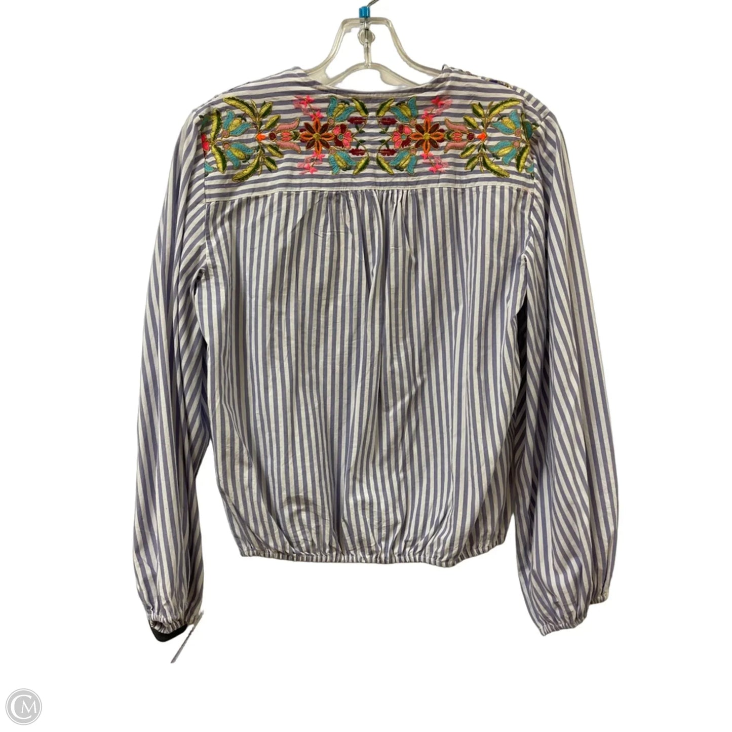Top Long Sleeve By Anthropologie In Purple & White, Size: S