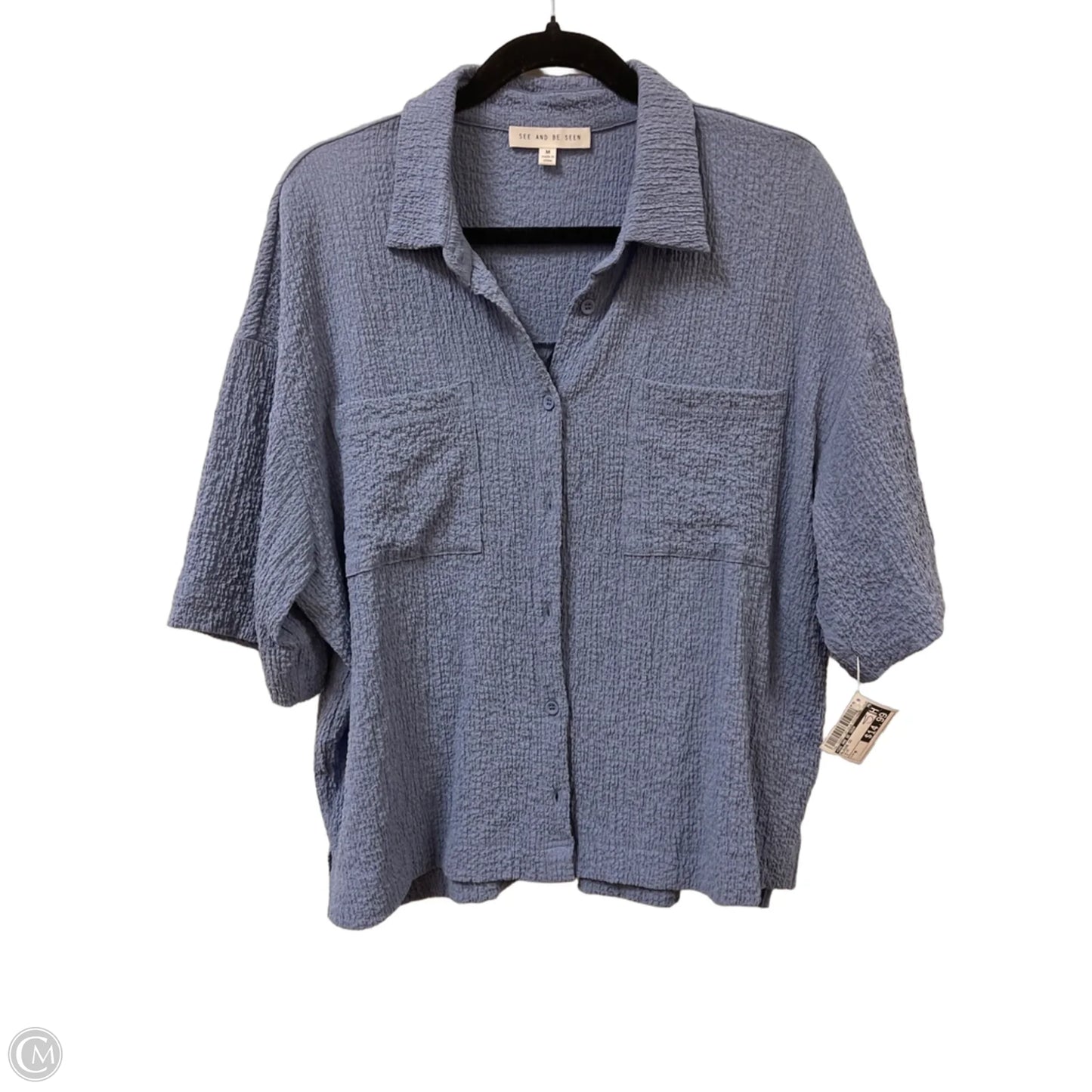 Blouse Short Sleeve By See And Be Seen In Blue, Size: M