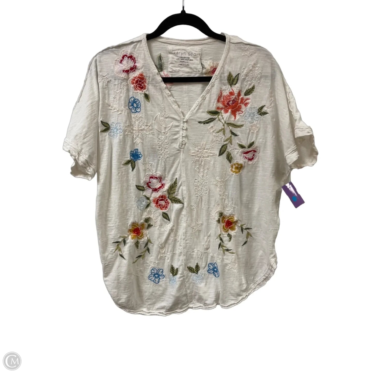 Top Short Sleeve By Cmb In White, Size: M