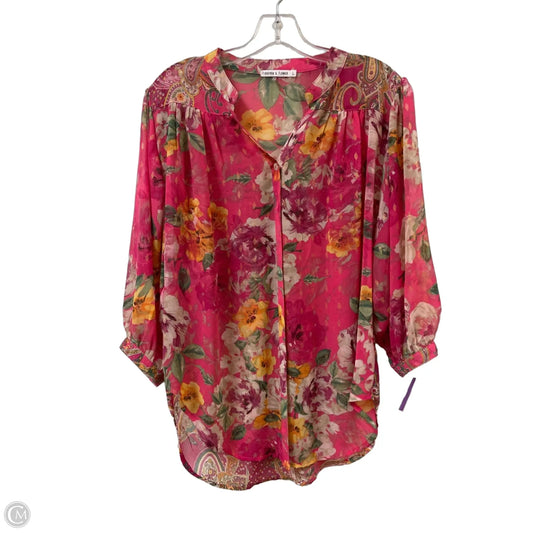 Top Long Sleeve By Figuero & Flower In Pink, Size: L