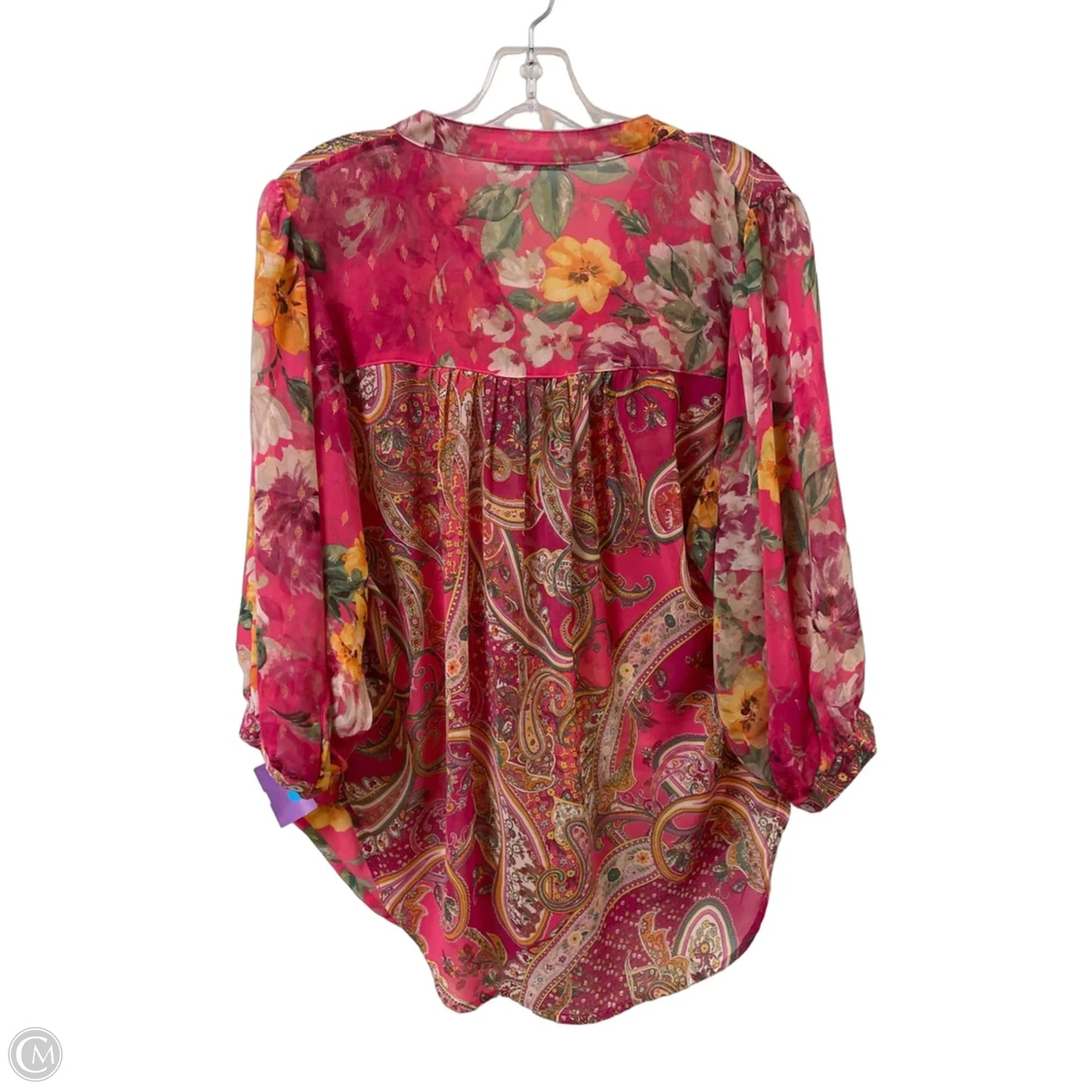 Top Long Sleeve By Figuero & Flower In Pink, Size: L