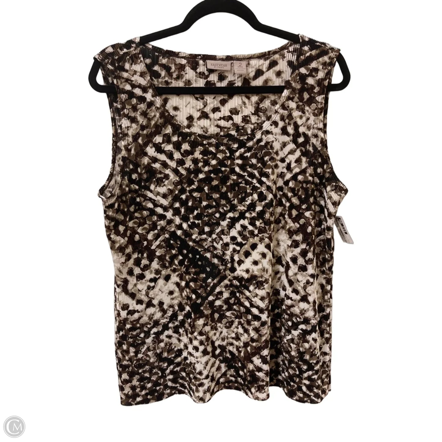 Top Sleeveless By Chicos In Brown & Cream, Size: L