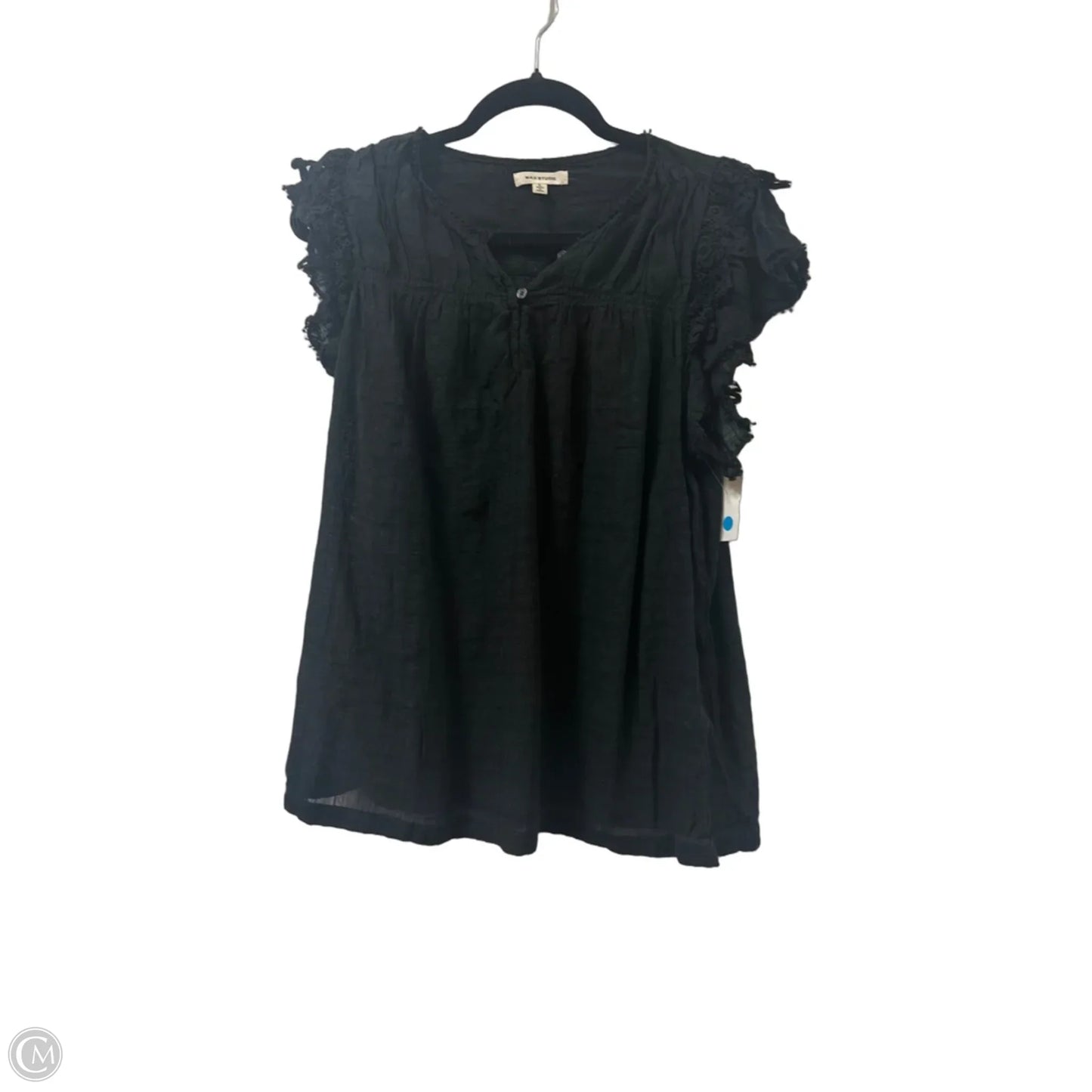 Top Short Sleeve By Max Studio In Black, Size: L