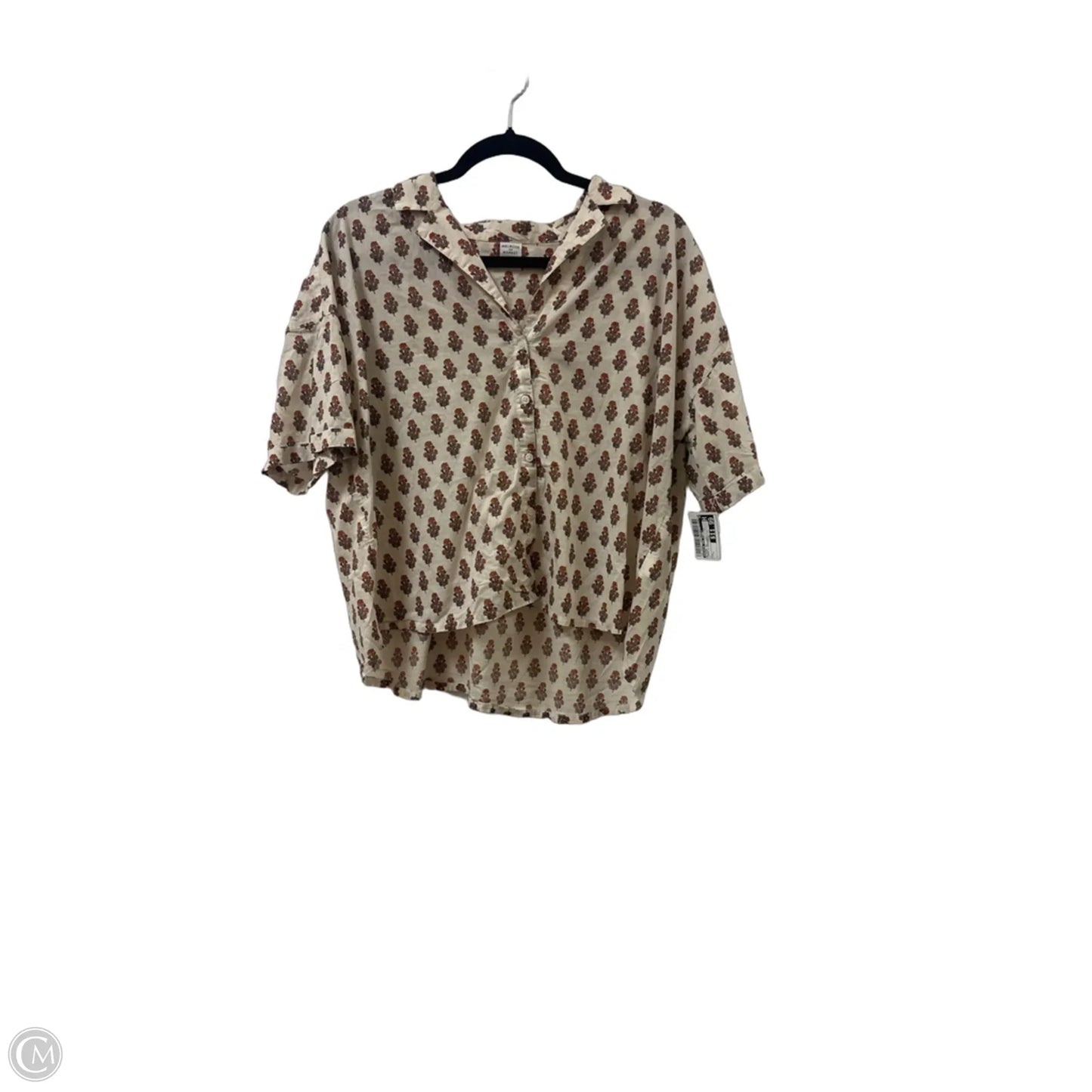Blouse Short Sleeve By Melrose And Market In Cream & Orange, Size: L