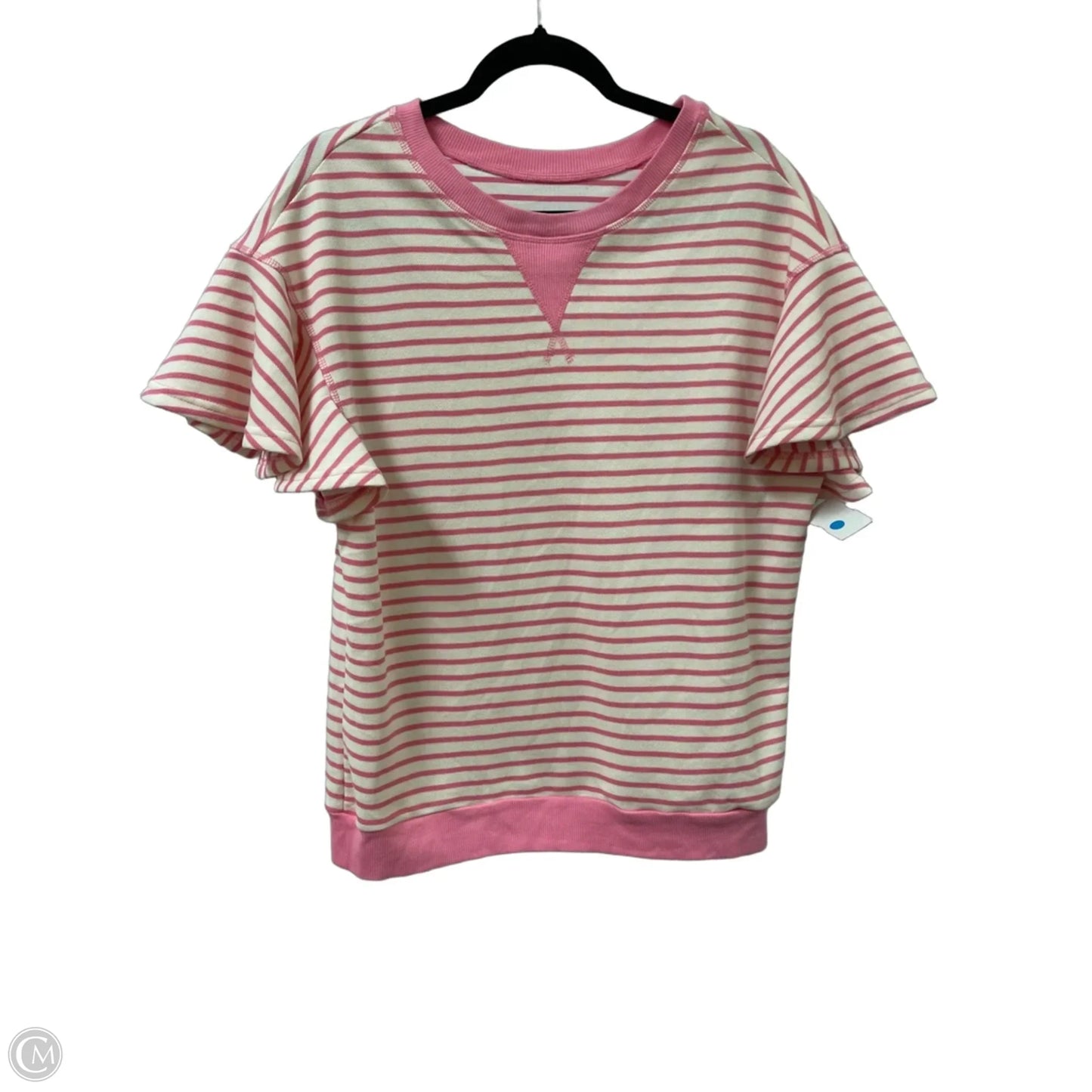 Top Short Sleeve By Clothes Mentor In Pink & White, Size: L