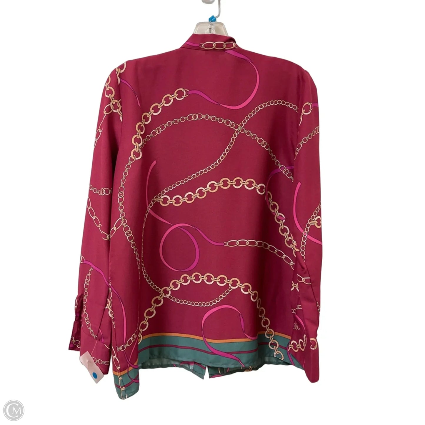 Blouse Long Sleeve By Ann Taylor In Green & Red, Size: S