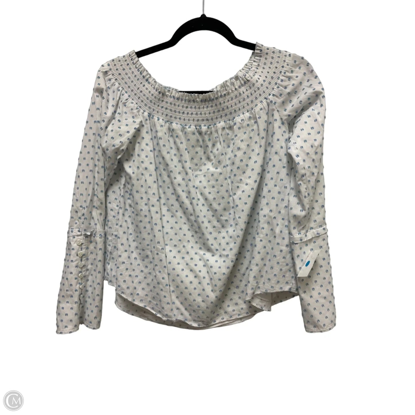 Top Long Sleeve Designer By Derek Lam In Blue & White, Size: M