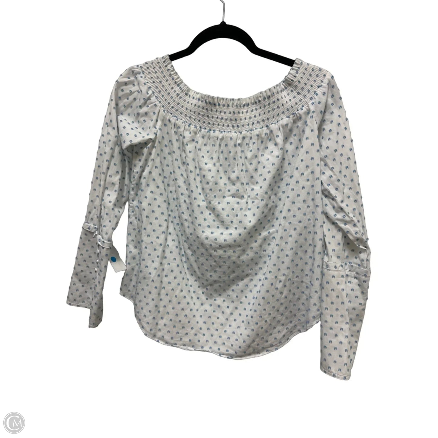 Top Long Sleeve Designer By Derek Lam In Blue & White, Size: M