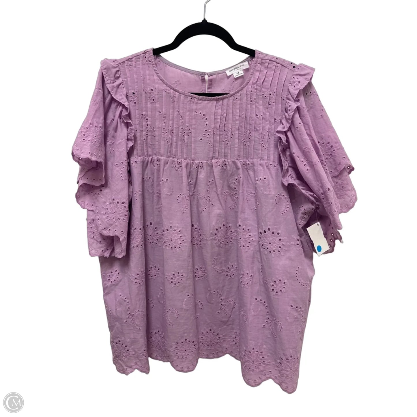 Top Short Sleeve By Chicsoul In Purple, Size: 2x