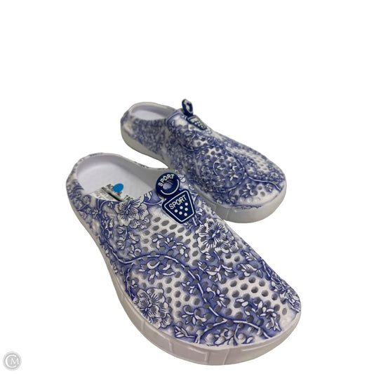 Sandals Flats By Sport In Purple & White, Size: 8.5